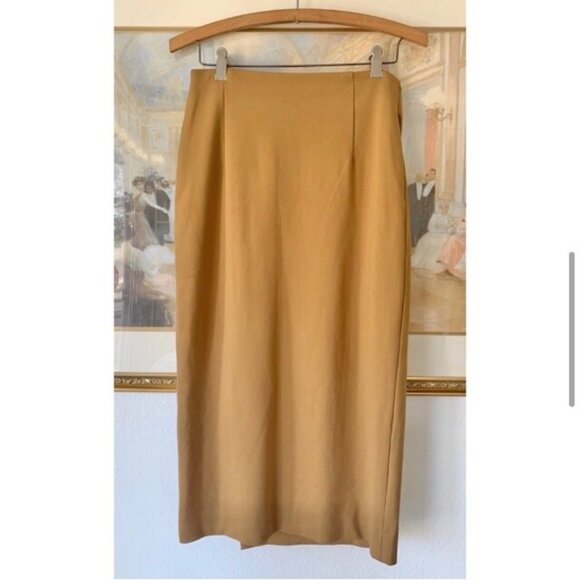 Babaton buttoned midi skirt mustard 0 - Picture 3 of 4